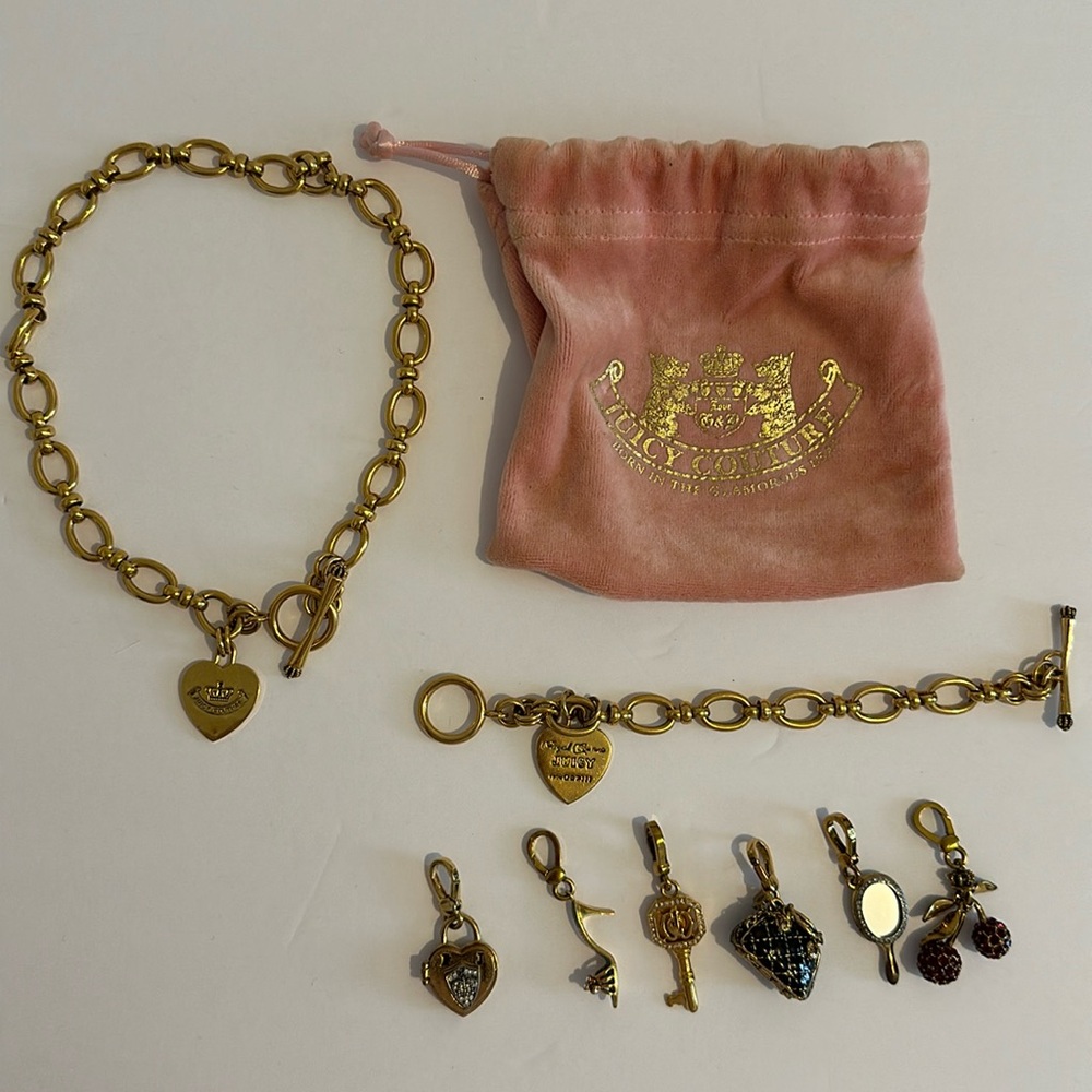 Y2K Juicy Couture Charm Necklace and Braclet with charms